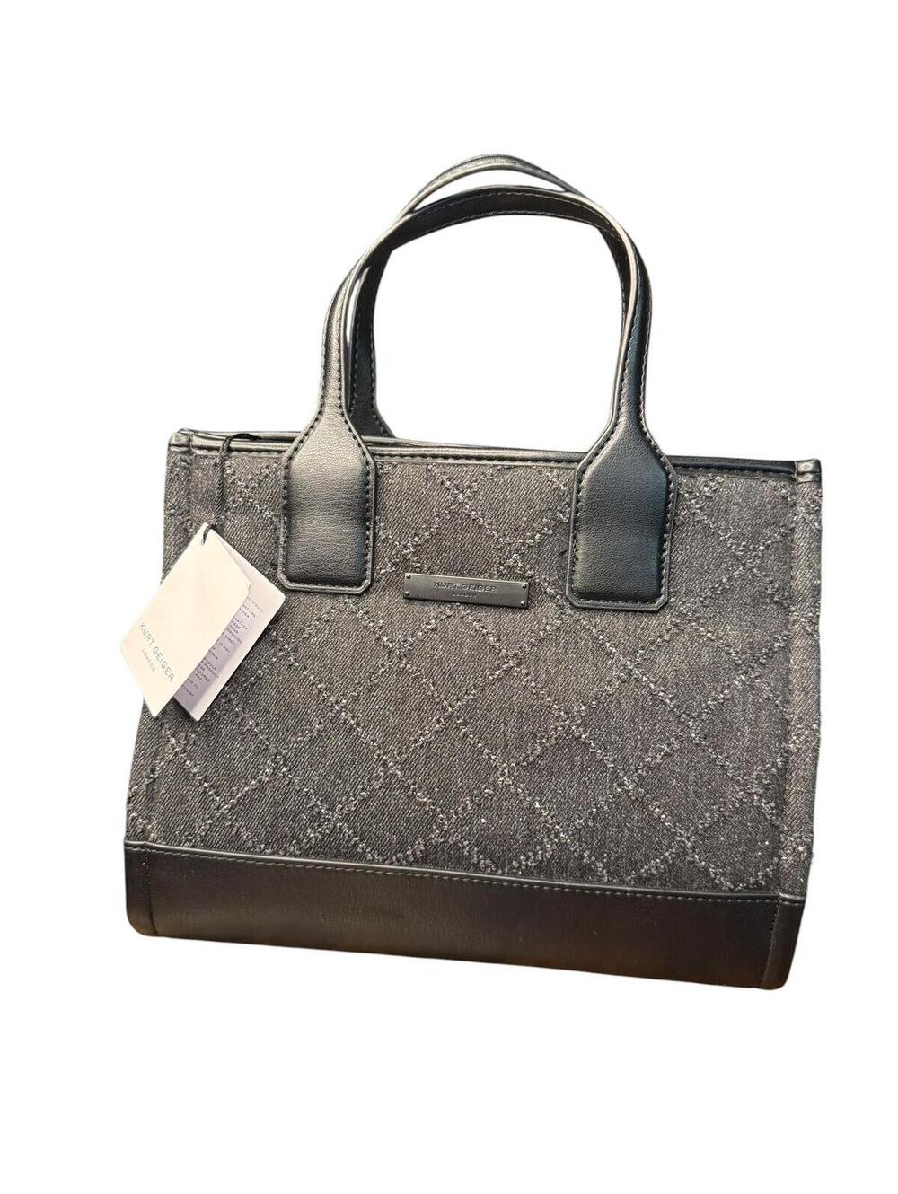 Kurt Geiger NWT London Small Surrey Denim Tote Bag Black Charcoal